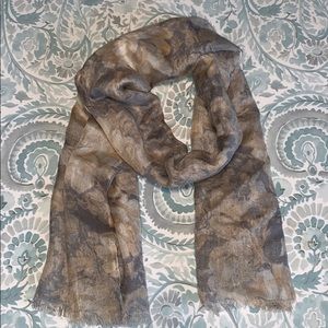 Banana Republic Cream & Gray Floral Silk Scarf